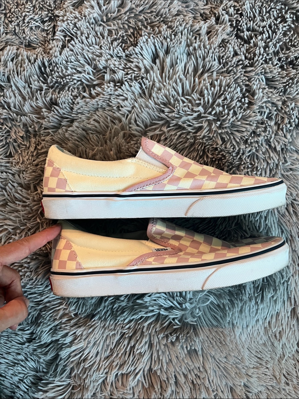 Vans unisex classic Slip-On Checkerboard Shoes - Pink/White - Picture 3 of 4
